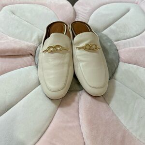 Coach Cream Leather Flats with Gold Hardware